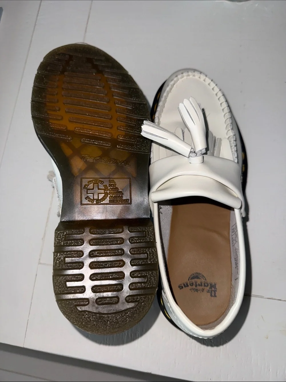 Dr. Martens White Tassel Kiltie Loafers